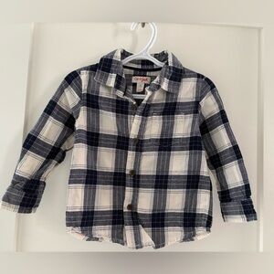 Cat & Jack Navy and White Plaid Button-Up Shirt
